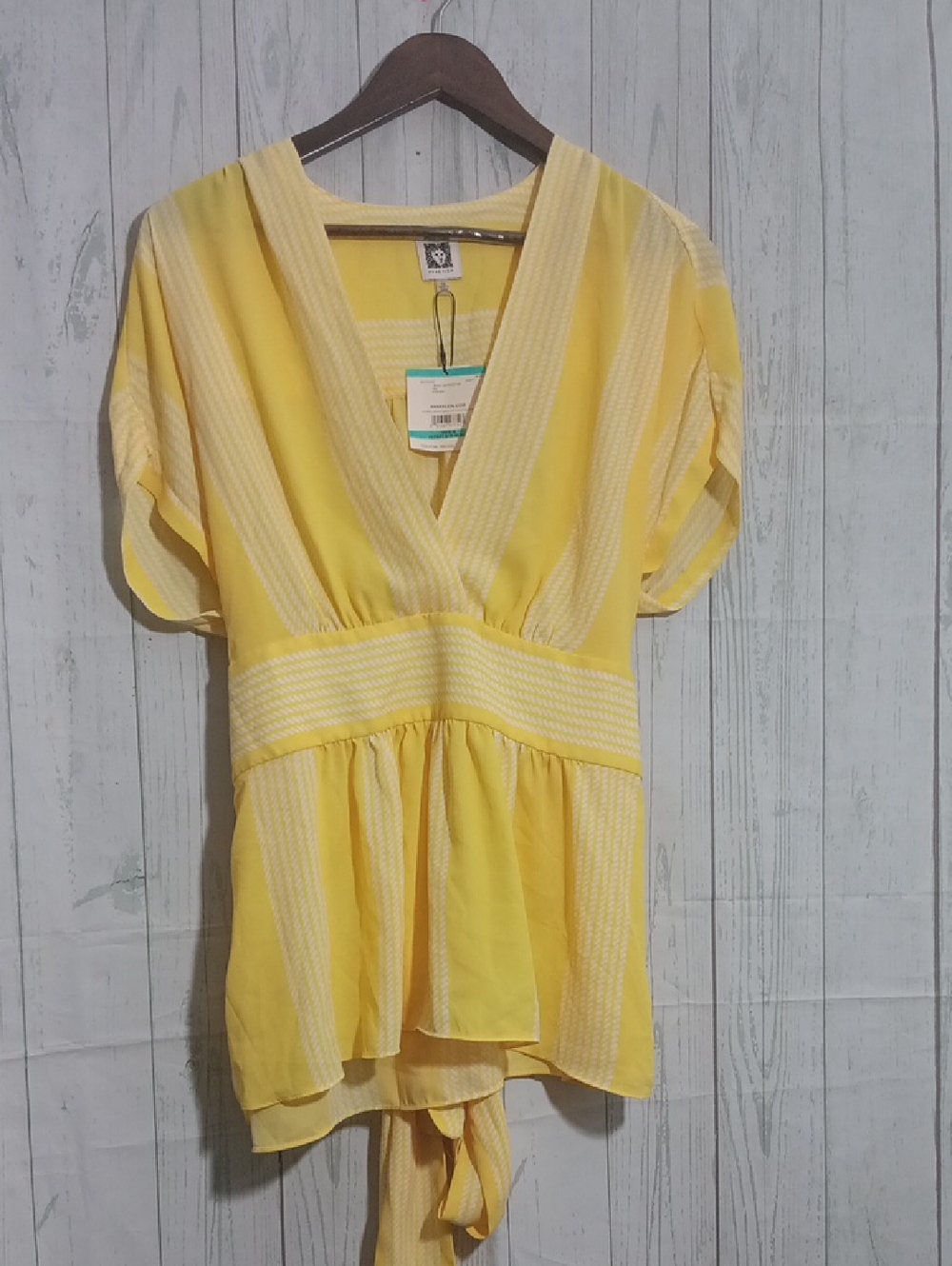 Anne Klein Yellow V-Neck Waist Tie Tunic NWT Summer Sz 16 1X